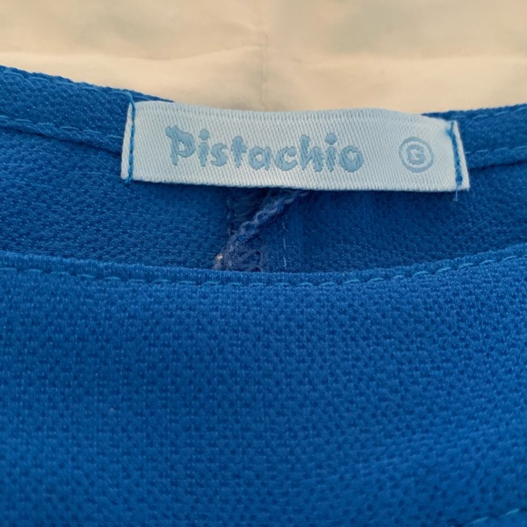 Pistachio Top Blue Sleeveless With Lots of Geometric Cutouts Size Large - Picture 6 of 9